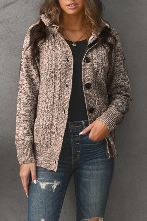 Long Sleeve Button-Up Hooded Cardigans